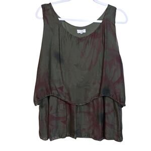 H Trend Made In Italy Silk Dark Floral Layered Tank Top Size L